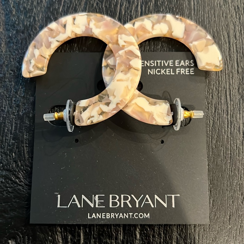 Peach & White Colored “C-Loop” Style Earrings by Lane Bryant